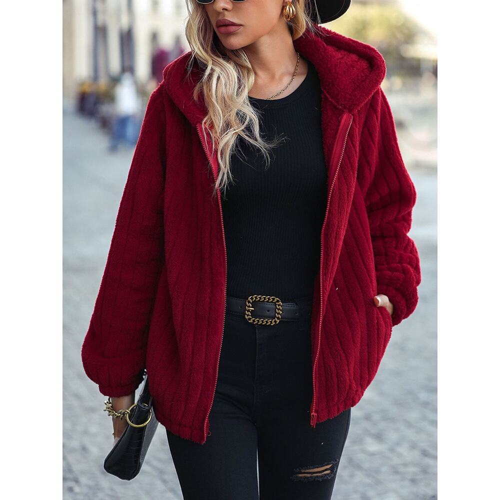 Zip-Up Hooded Jacket with Pockets